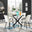 Novara Black Leg Round Glass Dining Table & 4 Cream Pesaro Black Leg Chairs