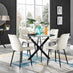 Novara Black Leg Round Glass Dining Table & 4 Cream Pesaro Black Leg Chairs