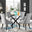 Novara Black Leg Round Glass Dining Table & 4 Grey Belgravia Black Leg Chairs
