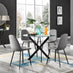 Novara Black Leg Round Glass Dining Table & 4 Grey Corona Black Leg Chairs