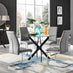 Novara Black Leg Round Glass Dining Table & 4 Grey Lorenzo Chairs