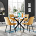 Novara Black Leg Round Glass Dining Table & 4 Mustard Pesaro Black Leg Chairs