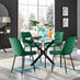 Novara Black Leg Round Glass Dining Table & 4 Green Pesaro Black Leg Chairs