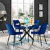 Novara Black Leg Round Glass Dining Table & 4 Navy Pesaro Black Leg Chairs