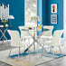 Novara 100cm Round Dining Table and 4 Cream Nora Silver Leg Chairs
