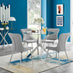 Novara 100cm Round Dining Table and 4 Light Grey Nora Silver Leg Chairs