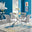 Novara 100cm Round Dining Table and 4 Light Grey Nora Silver Leg Chairs