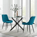 Novara 100cm Round Black Leg Dining Table & 2 Blue Pesaro Black Leg Chairs