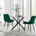Novara 100cm Round Black Leg Dining Table & 2 Green Pesaro Black Leg Chairs