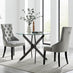 Novara 100cm Round Black Leg Dining Table & 2 Grey Belgravia Black Leg Chairs