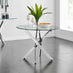 Novara Chrome Metal Round Glass Dining Table And 4 White Lorenzo Dining Chairs