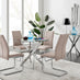 Novara Chrome Metal Round Glass Dining Table And 4 Cappuccino Beige Lorenzo Dining Chairs