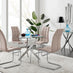 Novara Chrome Metal Round Glass Dining Table And 4 Cappuccino Beige Murano Dining Chairs