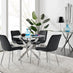 Novara 100cm Round Dining Table and 4 Black Pesaro Silver Leg Chairs