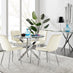 Novara 100cm Round Dining Table and 4 Cream Pesaro Silver Leg Chairs