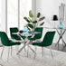 Novara 100cm Round Dining Table and 4 Green Pesaro Silver Leg Chairs