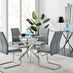 Novara Chrome Metal Round Glass Dining Table And 4 Elephant Grey Lorenzo Dining Chairs