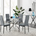 Novara 100cm Round  Dining Table and 4 Grey Milan Black Leg Chairs