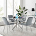 Novara 100cm Round Dining Table and 4 Grey Pesaro Silver Leg Chairs