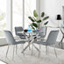 Novara 100cm Round Dining Table and 4 Grey Pesaro Silver Leg Chairs