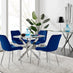 Novara 100cm Round Dining Table and 4 Navy Pesaro Silver Leg Chairs