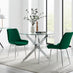 Novara 100cm Round  Dining Table and 2 Green Pesaro Silver Leg Chairs