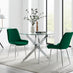 Novara 100cm Round  Dining Table and 2 Green Pesaro Silver Leg Chairs