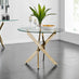 Novara 100cm Round Gold Leg Dining Table & 2 Grey Pesaro Gold Leg Chairs