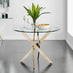Novara 100cm Gold Round Dining Table and 4 Navy Pesaro Gold Leg Chairs