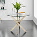 Novara 100cm Round Gold Leg Dining Table & 2 White Corona Gold Chairs