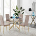 Novara 100cm Gold Round Dining Table and 4 Cappuccino Gold Leg Milan Chairs