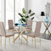 Novara 100cm Gold Round Dining Table and 4 Cappuccino Gold Leg Milan Chairs