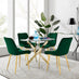 Novara 100cm Gold Round Dining Table and 4 Green Pesaro Gold Leg Chairs