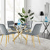 Novara 100cm Gold Round Dining Table and 4 Grey Pesaro Gold Leg Chairs