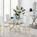 Novara 100cm Gold Round Dining Table and 4 White Gold Leg Milan Chairs