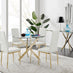 Novara 100cm Gold Round Dining Table and 4 White Gold Leg Milan Chairs