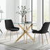 Novara 100cm Round Gold Leg Dining Table & 2 Black Pesaro Gold Leg Chairs