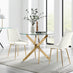 Novara 100cm Round Gold Leg Dining Table & 2 Cream Pesaro Gold Leg Chairs