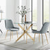 Novara 100cm Round Gold Leg Dining Table & 2 Grey Pesaro Gold Leg Chairs