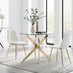 Novara 100cm Round Gold Leg Dining Table & 2 White Corona Gold Chairs