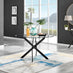 Novara Round Glass and Black Metal 6 Seater Dining Table