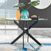 Novara Round Glass and Black Metal 6 Seater Dining Table