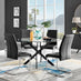Novara Black Leg 120cm Round Glass Dining Table & 4 Black Lorenzo Chairs