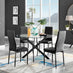 Novara Black Leg 120cm Round Glass Dining Table & 4 Black Milan Black Leg Chairs