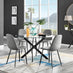 Novara Black Leg 120cm Round Glass Dining Table & 4 Grey Corona Black Leg Chairs