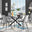 Novara Black Leg 120cm Round Glass Dining Table & 6 Grey Pesaro Black Leg Chairs