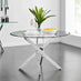 Novara Round Glass and Silver Metal 6 Seater Dining Table