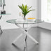 Novara Round Glass and Silver Metal 6 Seater Dining Table