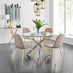 Novara Gold Metal Large Round Dining Table And 4 Cappuccino Beige Corona Gold Chairs Set