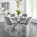 Novara 120cm Round Dining Table and 4 Grey Pesaro Silver Leg Chairs